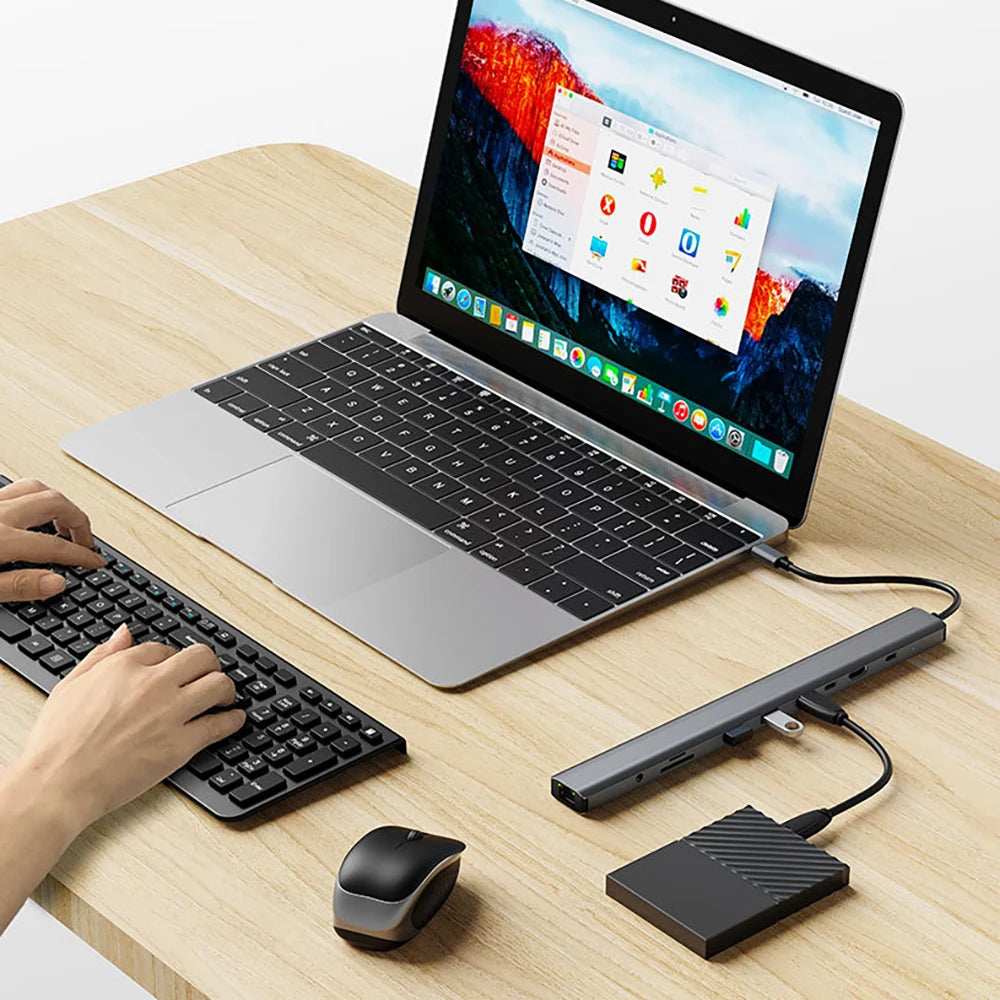 OULLX 10-Port Type-C Hub Laptop Stand