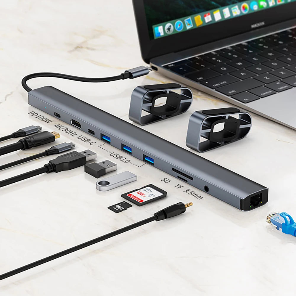 OULLX 10-Port Type-C Hub Laptop Stand