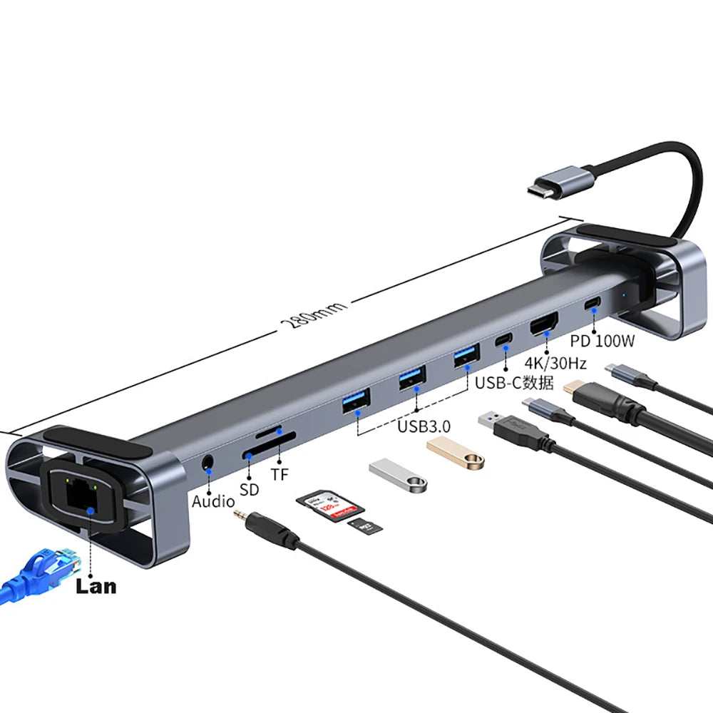 OULLX 10-Port Type-C Hub Laptop Stand