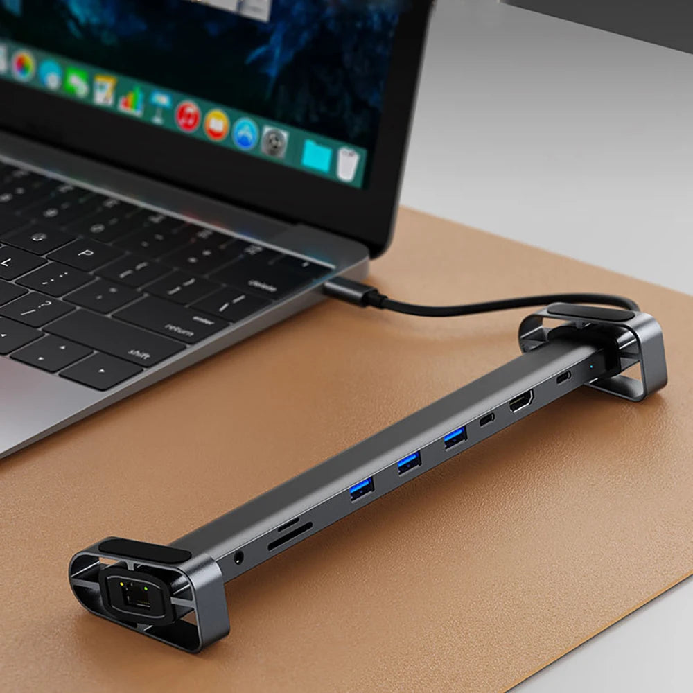 OULLX 10-Port Type-C Hub Laptop Stand